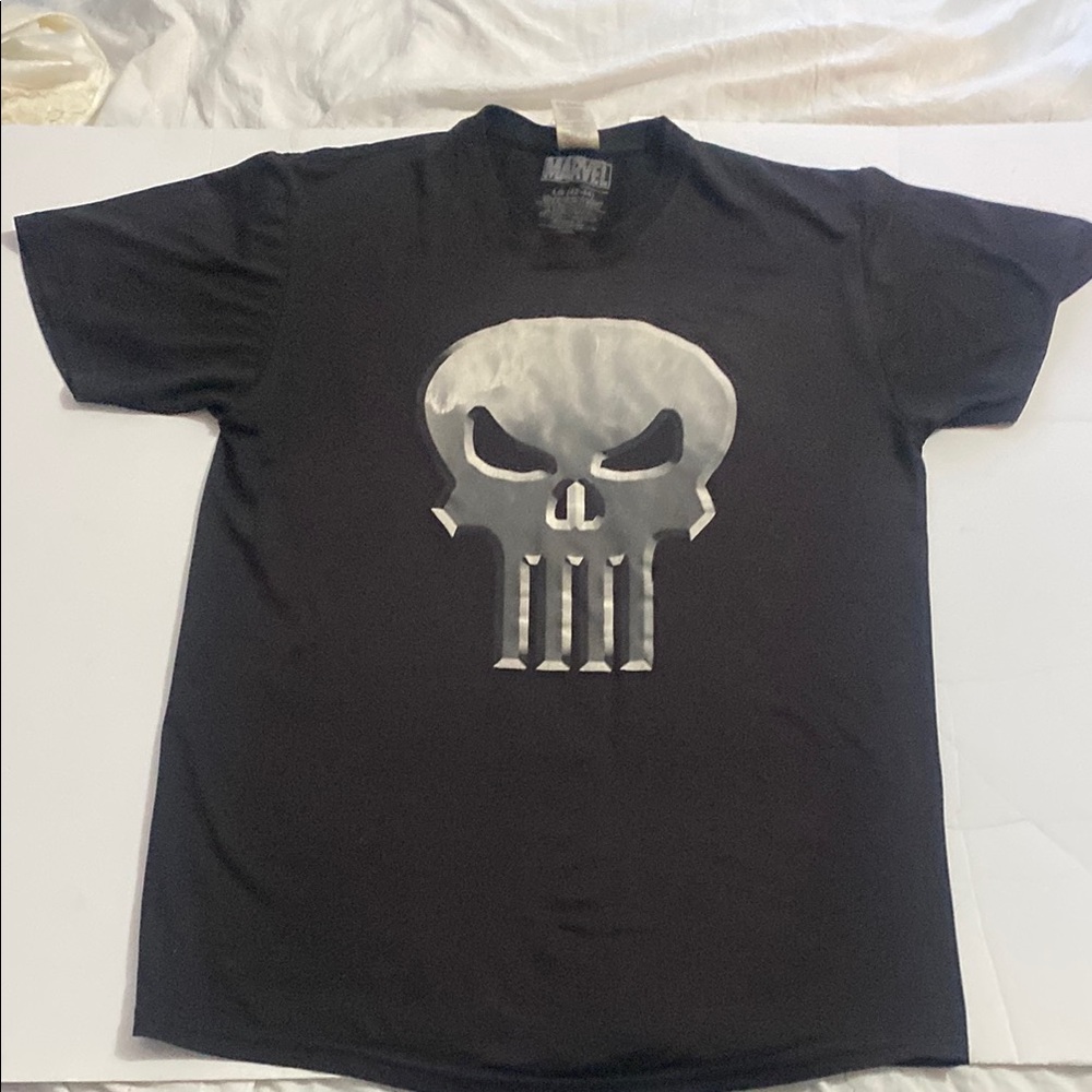 Marvel Black T-Shirt with Silver Skull